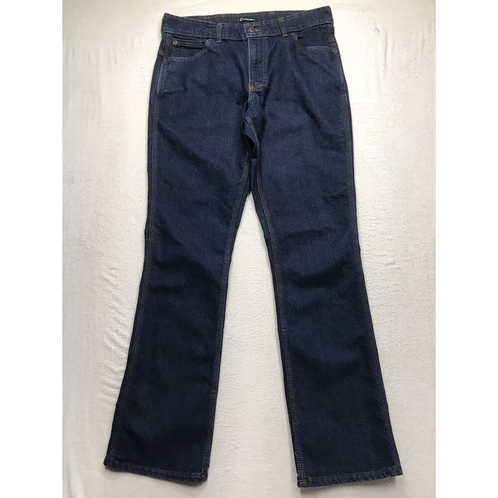 ORIGIN Boot Jeans Men 34x36 Dark Raw Wash USA Made Cowboy Blue Denim Western